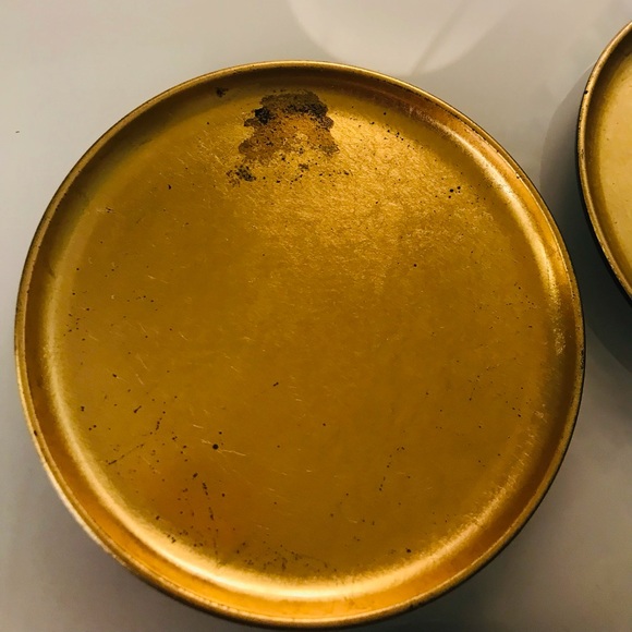 6 gold painted round coasters and box. Hand crafted in Japan. - Picture 7 of 12